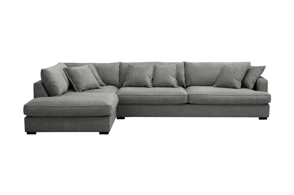 Rossita Lyx 4-sits Vänstervänd L-formad Extra Djup Schäslongsoffa i Chenille