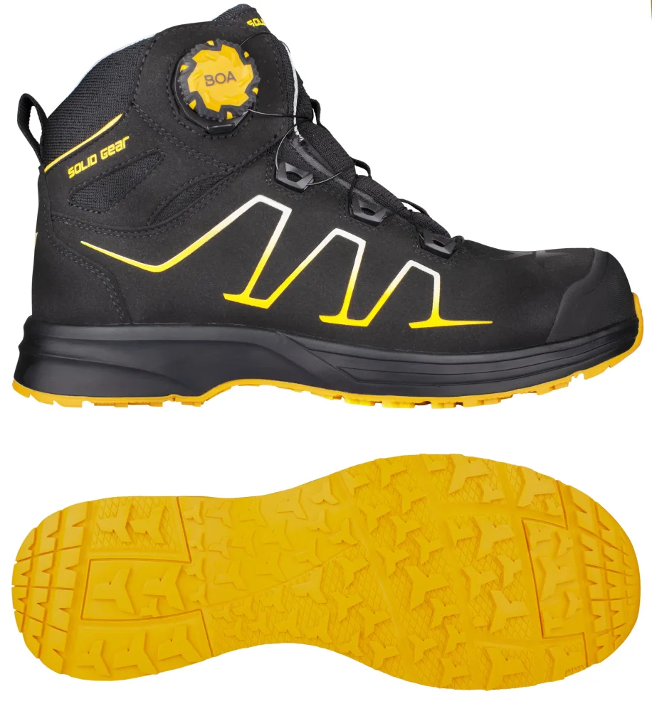 Solid Gear Reckon Skyddskänga S3, BOA, svart/gul 47