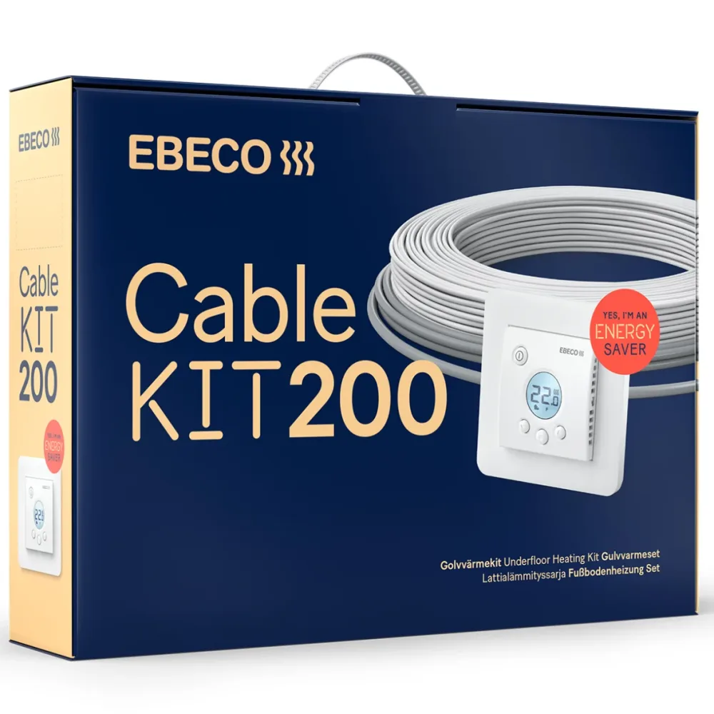 Ebeco Cable Kit 200 Golvvärmekit med värmekabel och termostat 23 m, 260 W