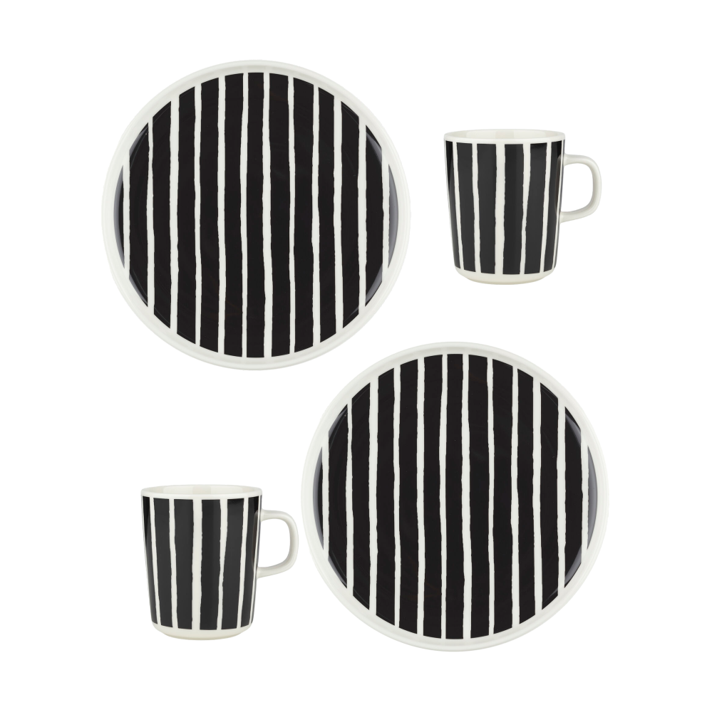 Oiva Piccolo frukostset 4 delar, White-black