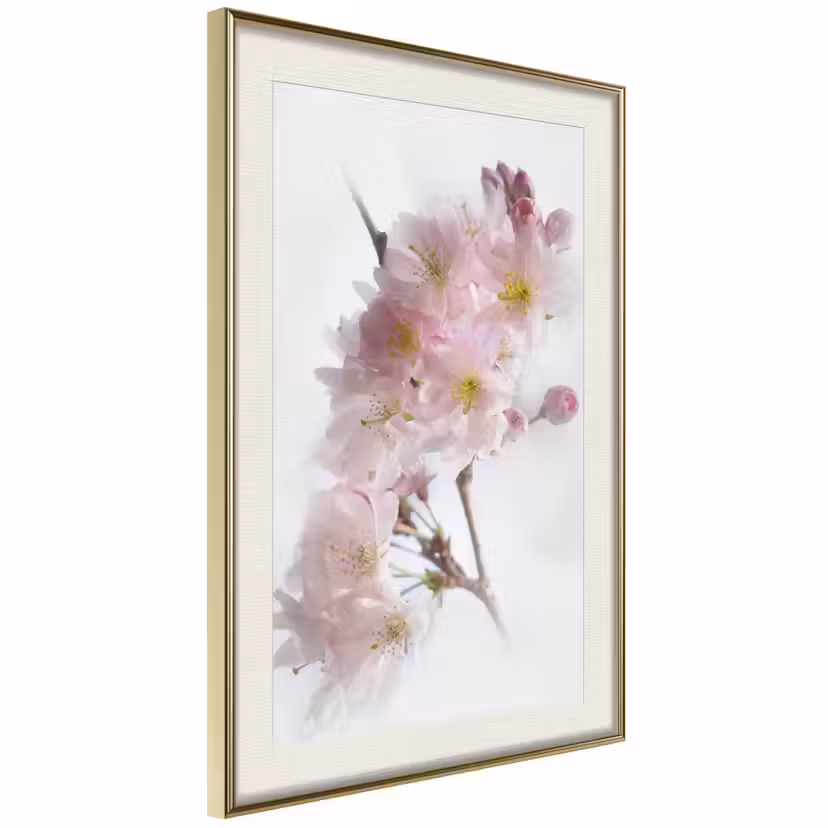 Poster Artgeist Affisch Spring in Japan Guld ram med passepartout, 40x60 cm