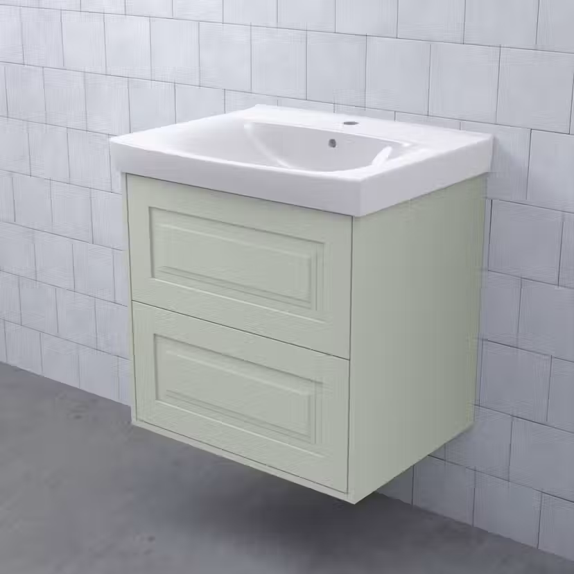Tvättställsskåp Björbo Badrum Mejda Hög BxHXD: 598x572x465 mm, Ram M1 Lindblomsgrön