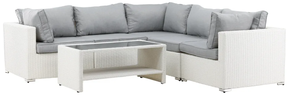 Venture Home Amazon 9140-010 Loungeset soffa, bord, vitt/grått