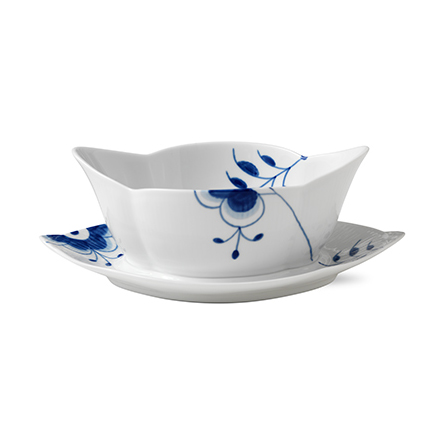 Blue Fluted Mega såsskål med fat, 55 cl