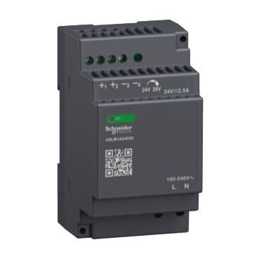 Kjøp Schneider Electric Strømforsyning, Modicon, 100-240 V AC > 24 V DC, 2,5 A, 1-fase, normmontering.