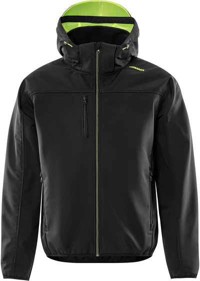 SOFTSHELLJACKA HUVA 4655 GBF SVART/VARSELGUL STL 3XL