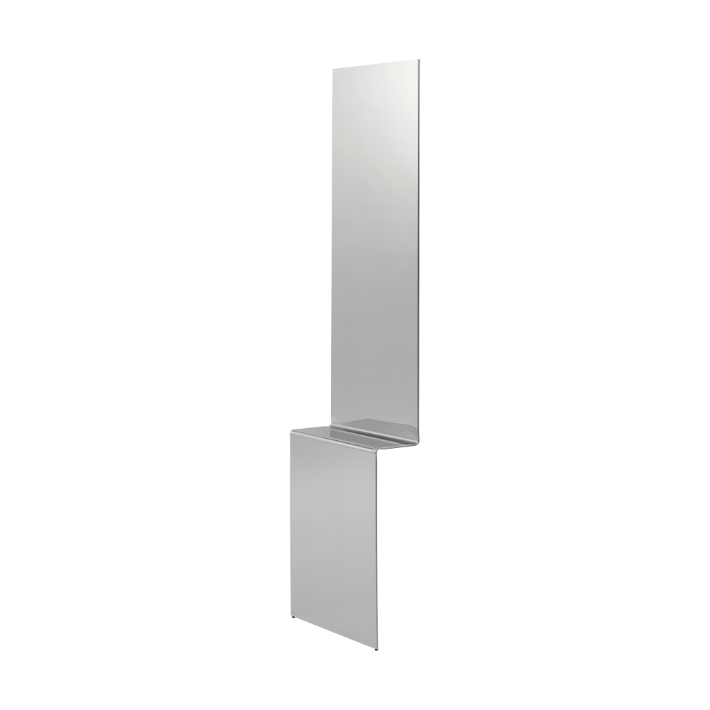Pleat väggspegel, Polerat stål, 227x57 cm