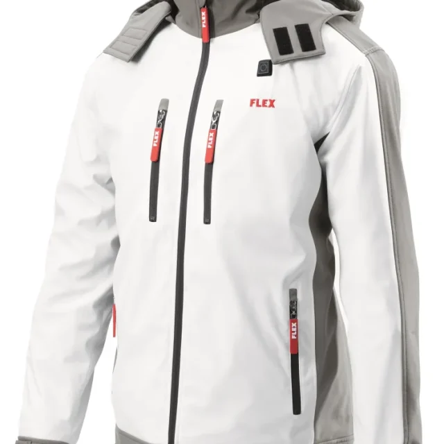 Flex TJD Värmejacka vit, softshell, utan batteri och laddare XL