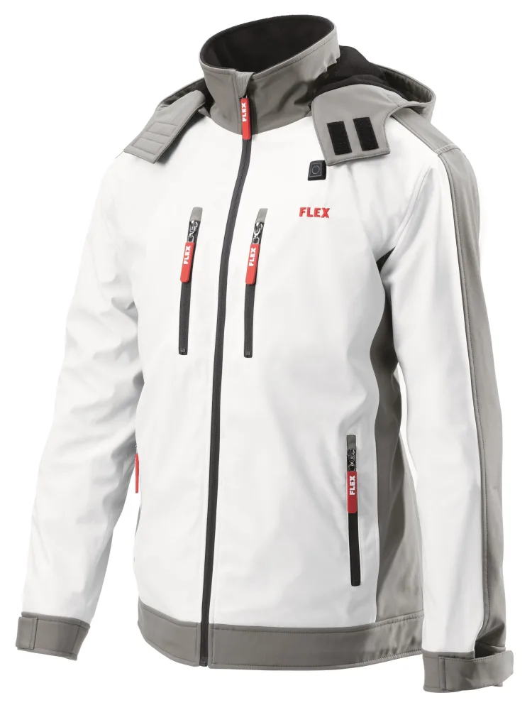 Flex TJD Värmejacka vit, softshell, utan batteri och laddare XL