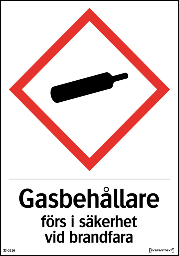 SKYLT SYSTEMTEXT 330416 GASBEHÅLLARE FÖRS