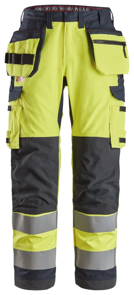 Snickers Workwear 6261 ProtecWork Arbetsbyxa varsel, gul/marinblå, med hölsterfickor 150