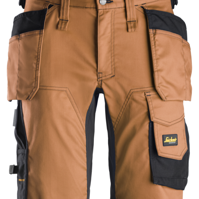 SHORTS SNICKERS WORKWEAR STRETCH + HF AW, BRUN/SVART STL 48