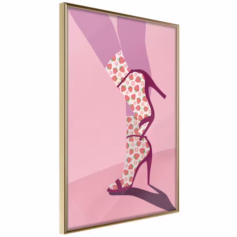 Poster Artgeist Affisch Strawberry Socks Guld ram, 40x60 cm
