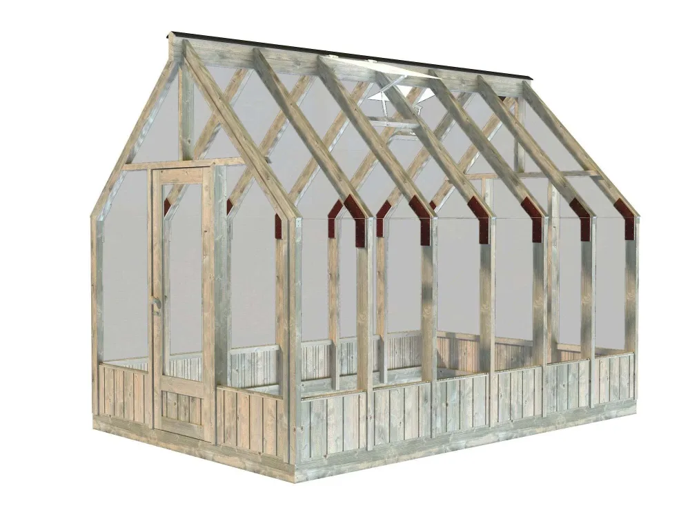 Palmako Emilia Orangeri 8,7 m²/inv. 8,2 m², grå tryckimpregnerad
