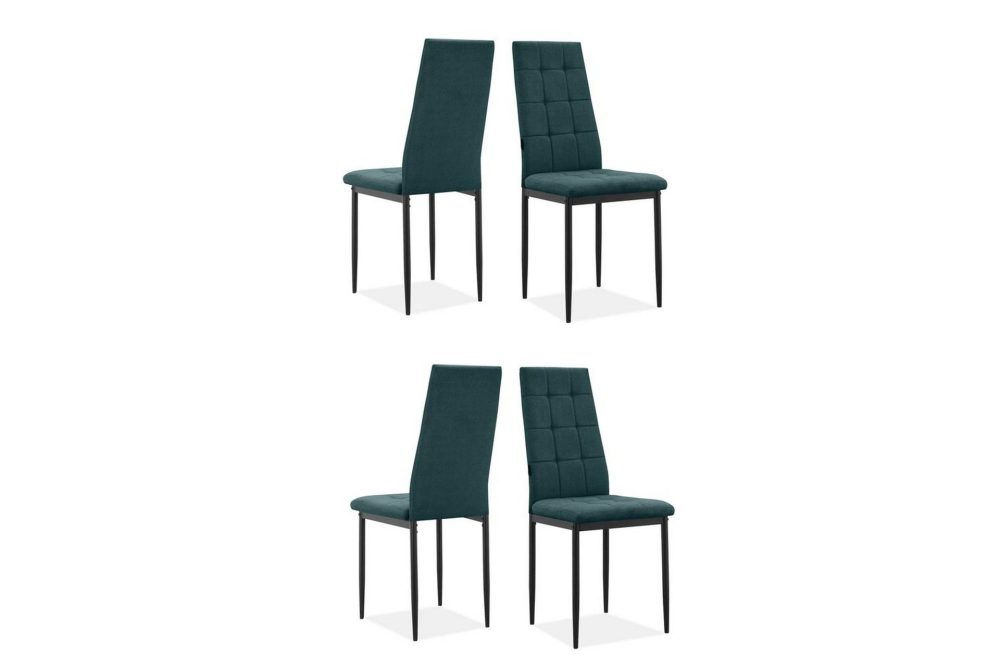 Matstol Becca set om 4 Tyg/Metall, Mörkgrön