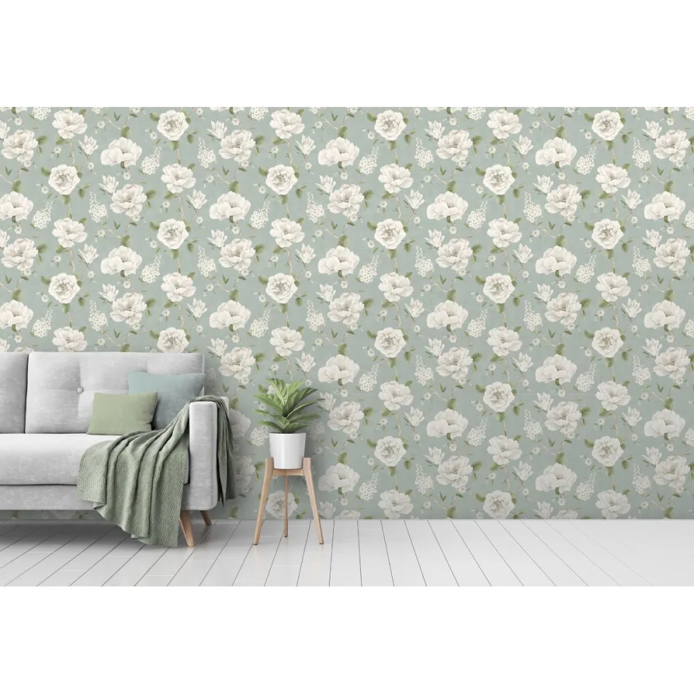 Fantasia III Ashley Floral Sage 100183ah Grön Tapet | Stuvbutiken - Bild 3