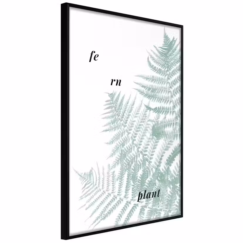 Poster Artgeist Affisch Fern Plant Svart ram, 20x30 cm