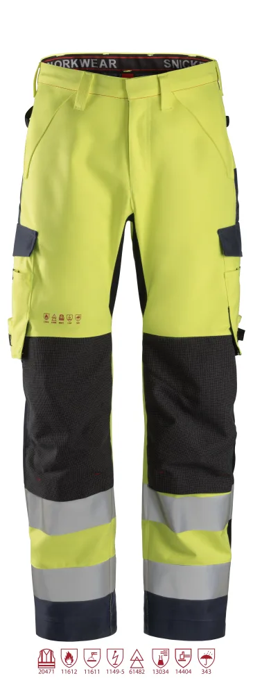 Snickers Workwear 6563 ProtecWork Skalbyxa varsel, gul/marinblå 50