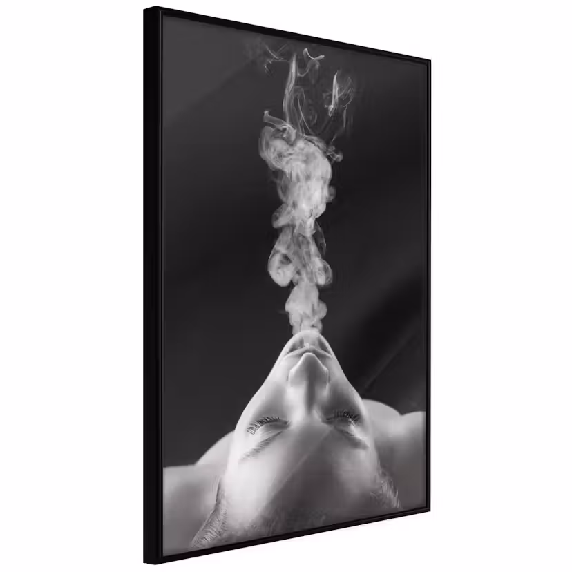 Poster Artgeist Affisch Smoke Cloud Svart ram, 30x45 cm