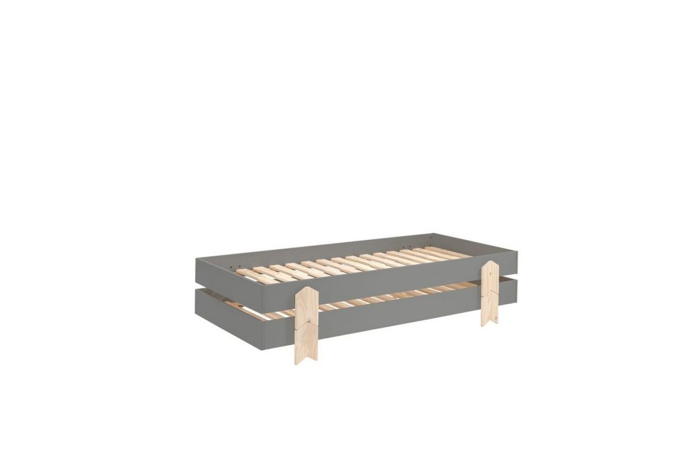 Säng Modulo med pilarfötter Grå, 2