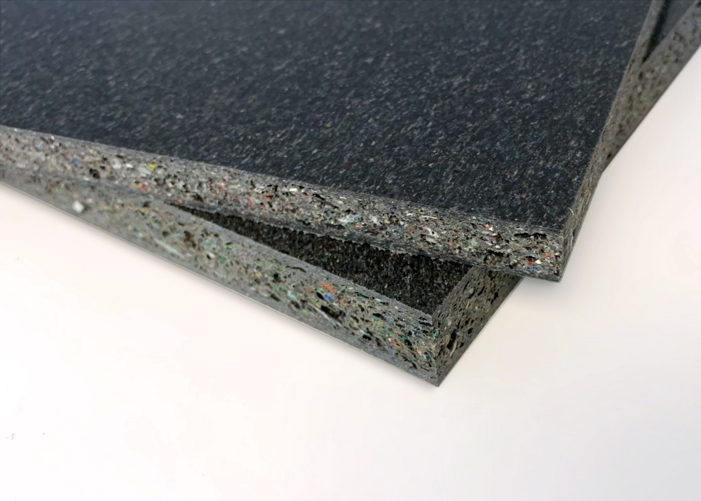 PLASTSKIVA GOP ÅTERVUNNEN EKOPLY, GRÅ/SVART 19MM 2440X1220MM