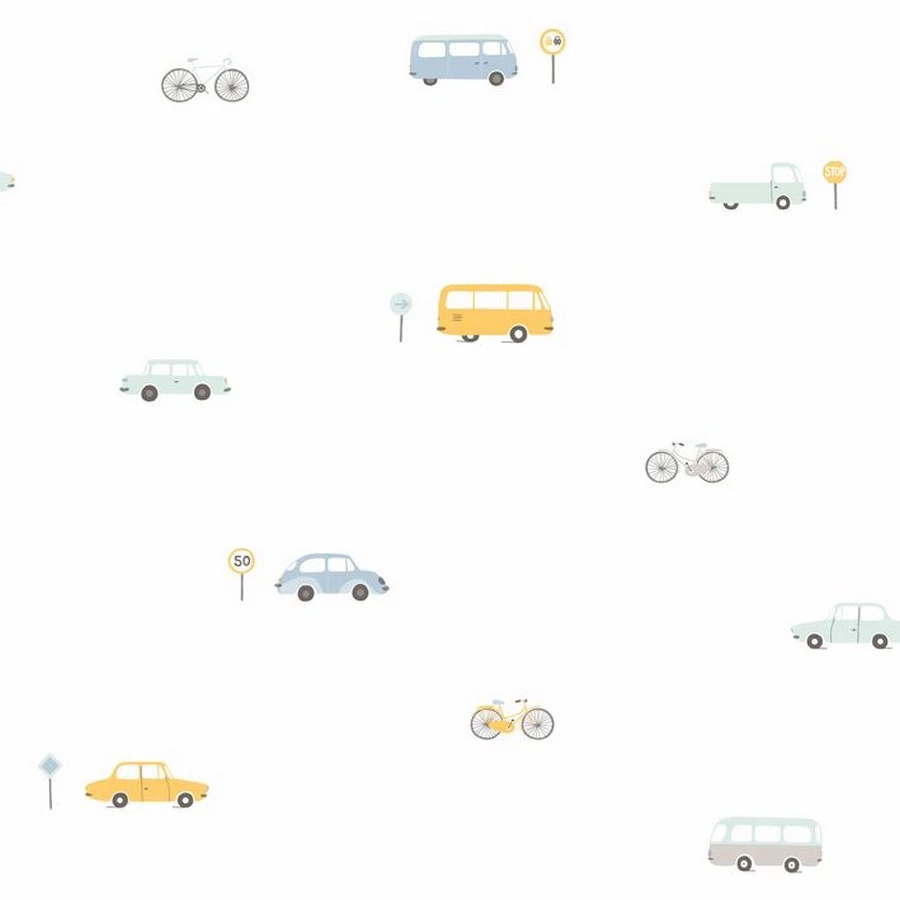 Happy Dreams Vintage Cars Bleu/jaune Hpdm82776216 Tapet | Stuvbutiken - Bild 3