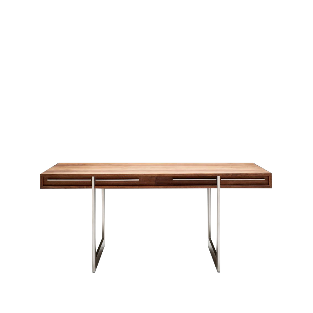 AK 1340 skrivbord, walnut, rostfritt stål, incl. lådor