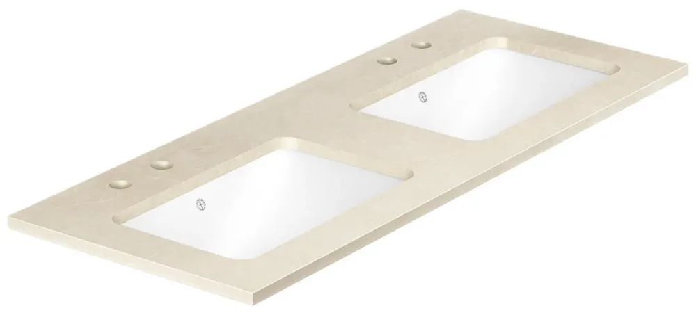 Gustavsberg Ducentic GB71DCWT12CC22 Stenbänkskiva 120 cm, beige,2 hoar, 4 blandarhål