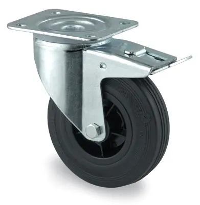 Tente 3377PRR200P63 Länkhjul gummi, broms, platta 137x105 mm 200 mm - Bild 2