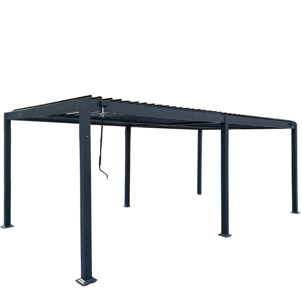 Pergola 6x3 m | justerbart lamelltak | Aluminiumram | Grå