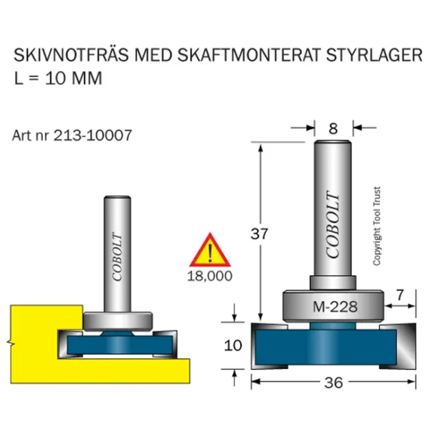 Cobolt Skivnotfräs L=10, F=7mm