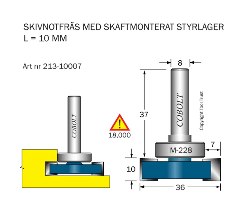 Cobolt Skivnotfräs L=10, F=7mm