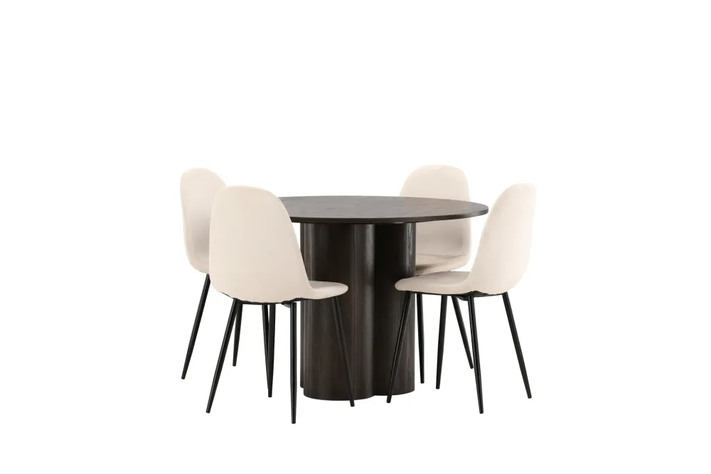 Matgrupp Oliwero 110 cm Rund med 4 Nicci stolar