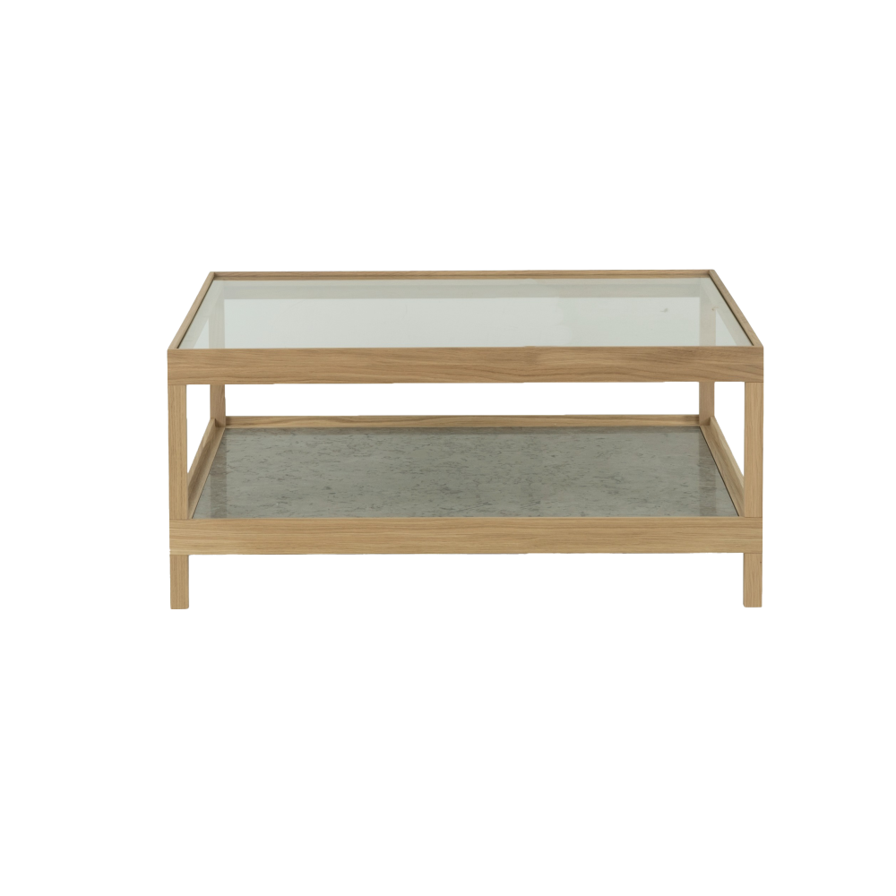 Ima soffbord 90x90 cm, Vitpig. mattlackad ek, kalksten