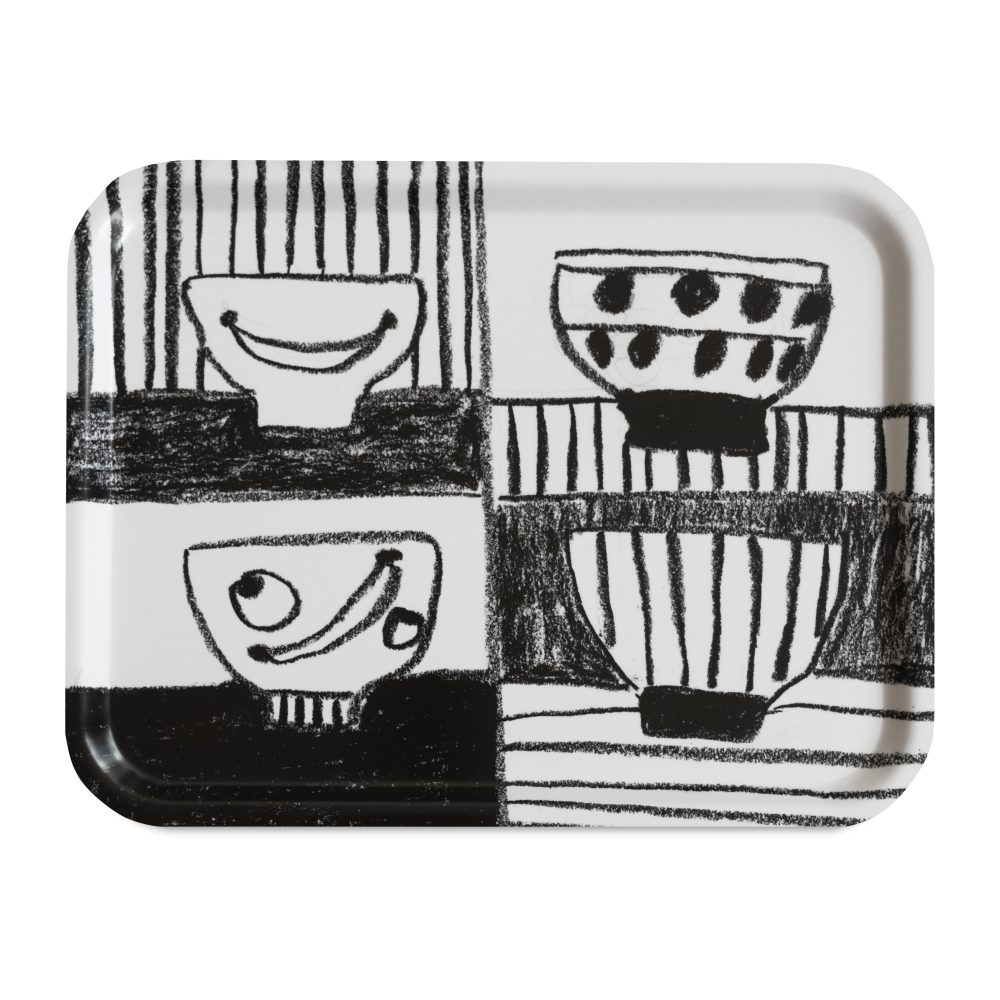 Stilleben bricka 33x43 cm, Svart-vit