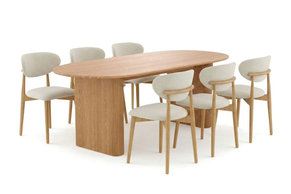 Noira Matgrupp rektangulärt 220 cm Ek med 6 Molly Matstolar