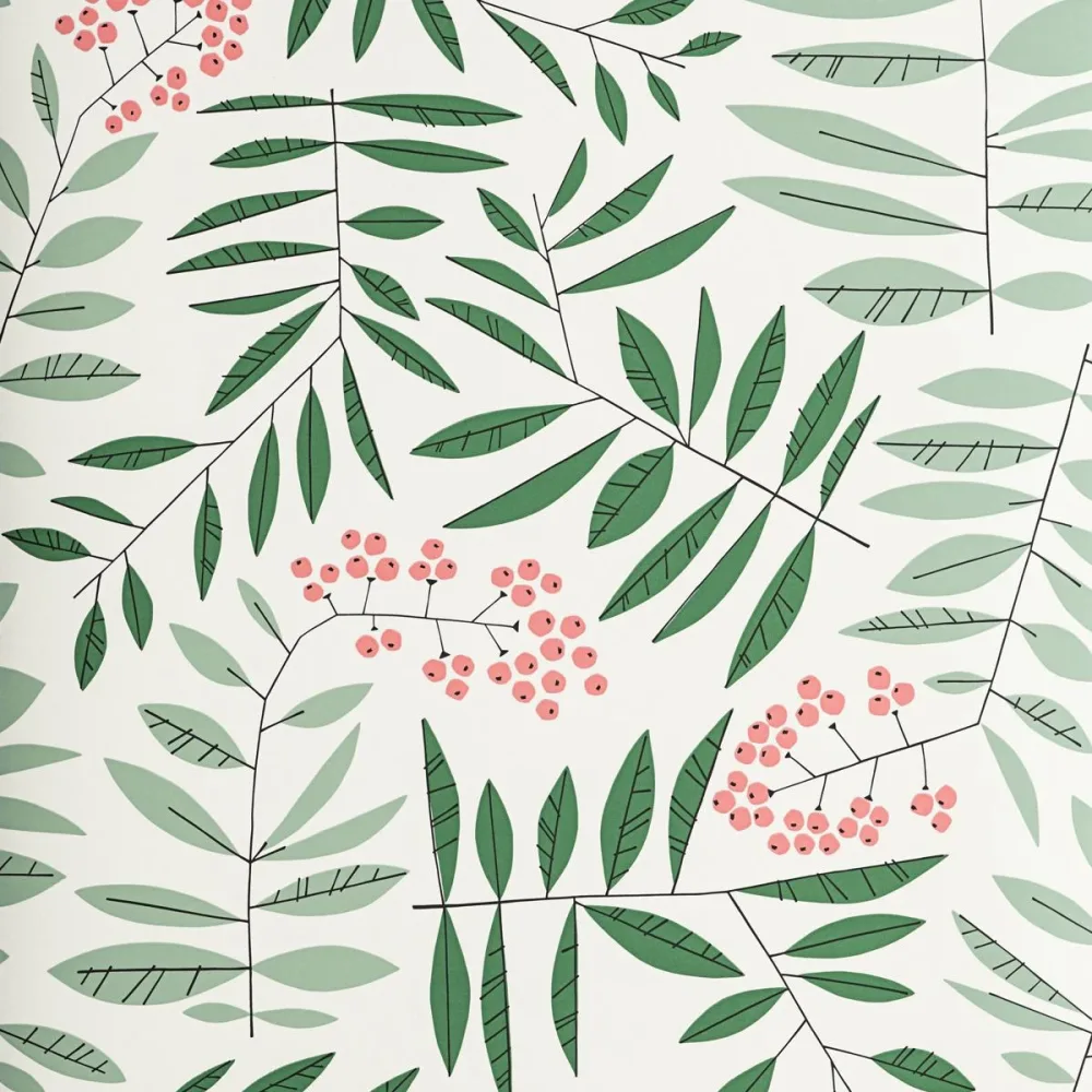 Florin Leaf Berry Misp1383 Vit Tapet - Midbec | Stuvbutiken