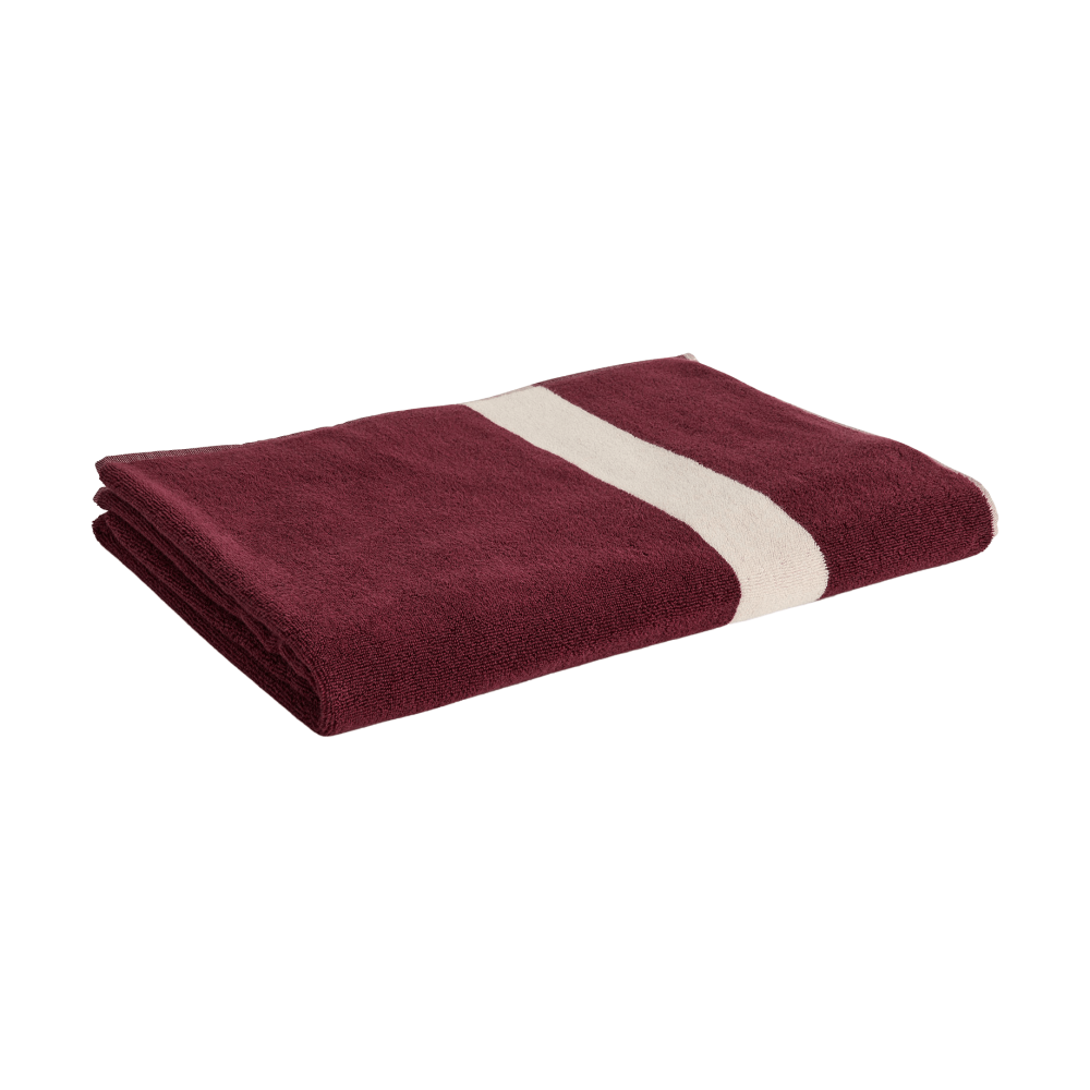 Stripe handduk, Burgundy, 100x150 cm