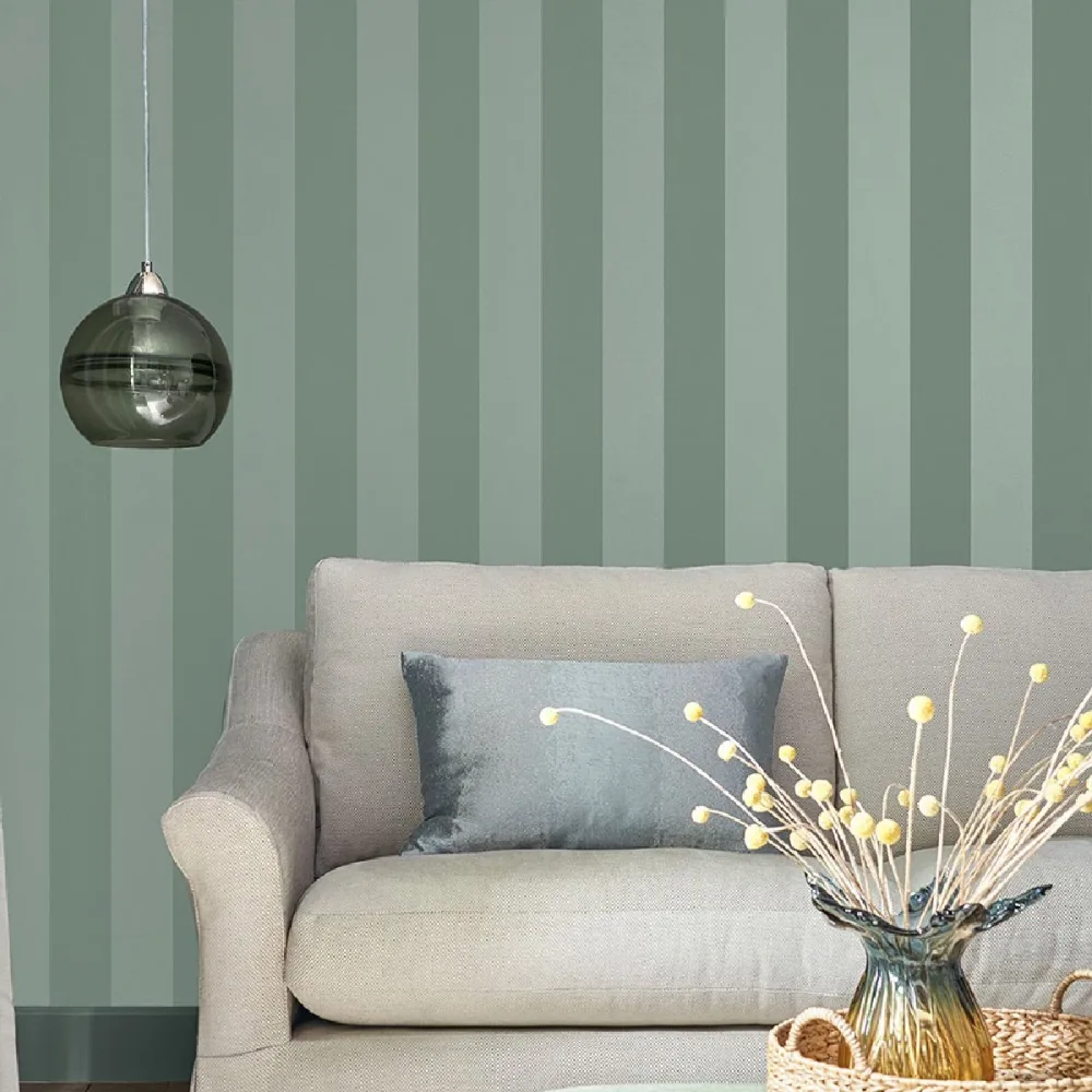 Laura Ashley Vol. 3 Lille Pearlescent Stripe 118478 Grön Tapet | Stuvbutiken - Bild 3