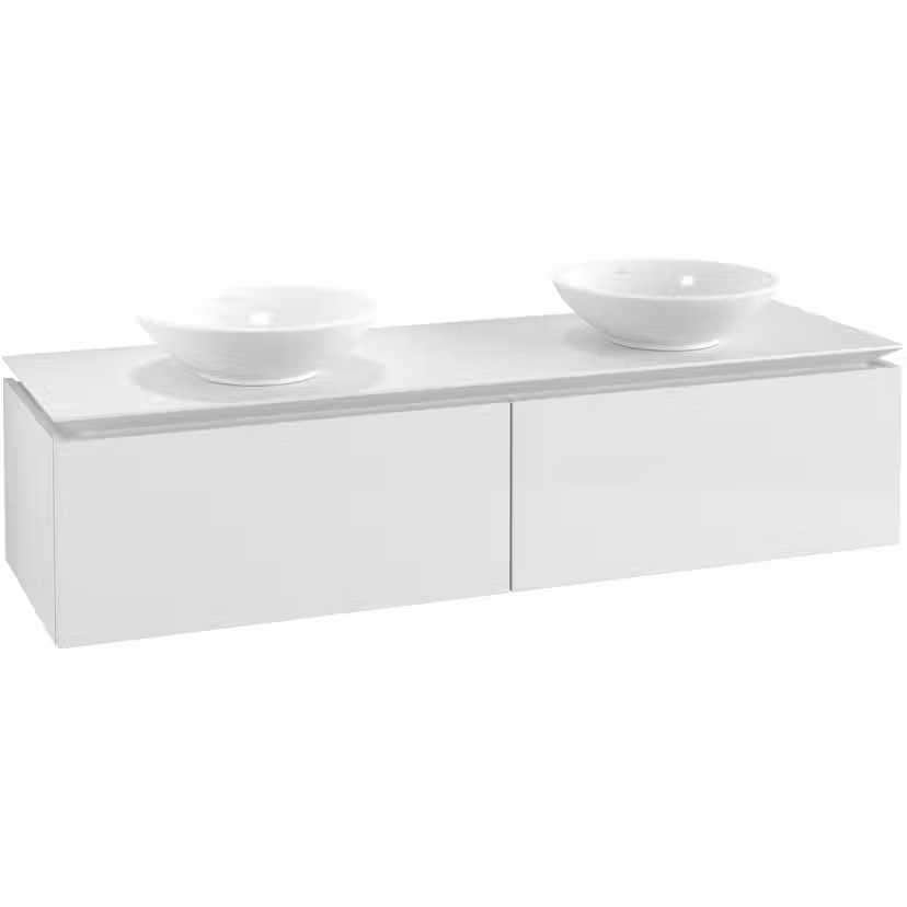 Tvättställsskåp Villeroy & Boch Legato Kompakt 1600 med 2 Lådor för Två Ytmonterade Tvättställ från Övriga V&B Serier Vit Högblank