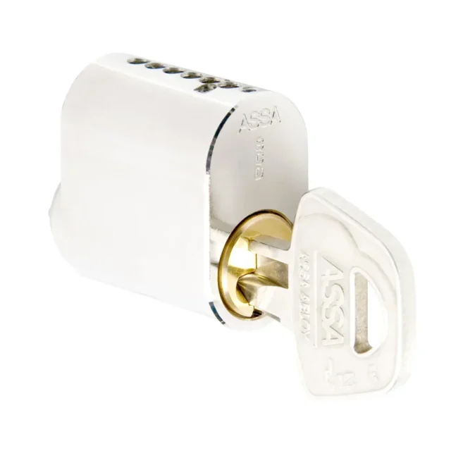 ASSA 1201 Låscylinder oval, 7 stift, 2-pack Mattborstad mässing