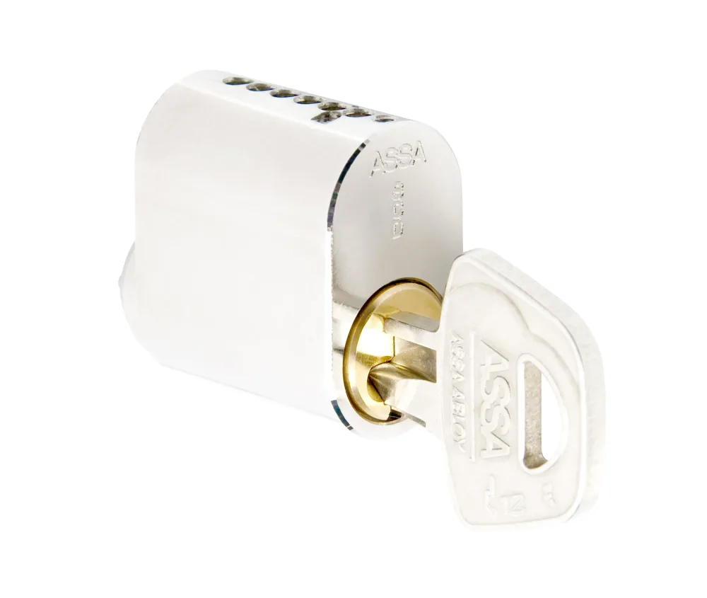 ASSA 1201 Låscylinder oval, 7 stift, 2-pack Mattborstad mässing