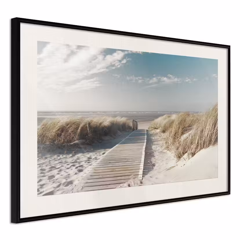 Poster Artgeist Affisch Abandoned Beach Svart ram med passepartout, 30x20 cm