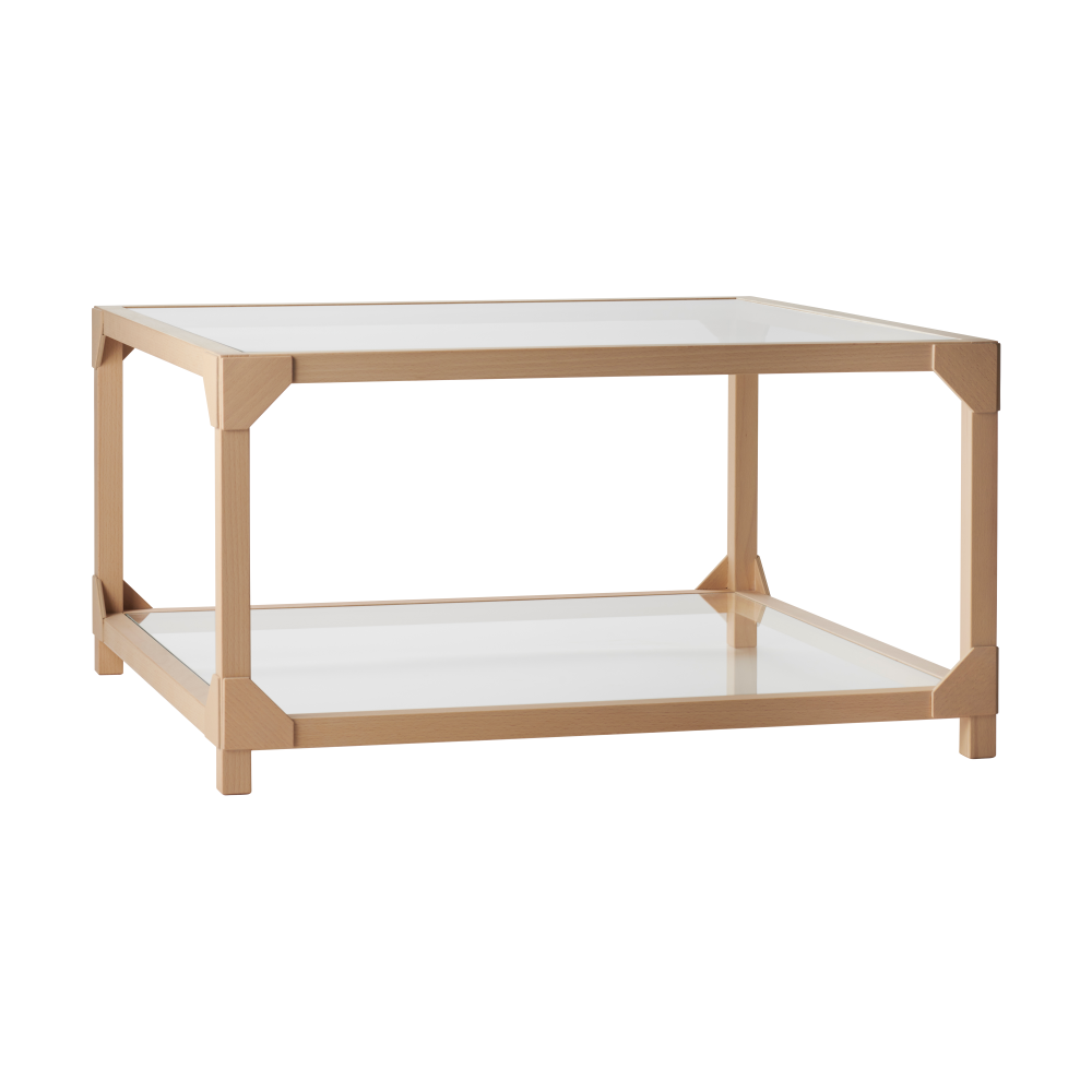 Bleck Soffbord 75x75 cm glas, Bok-natural