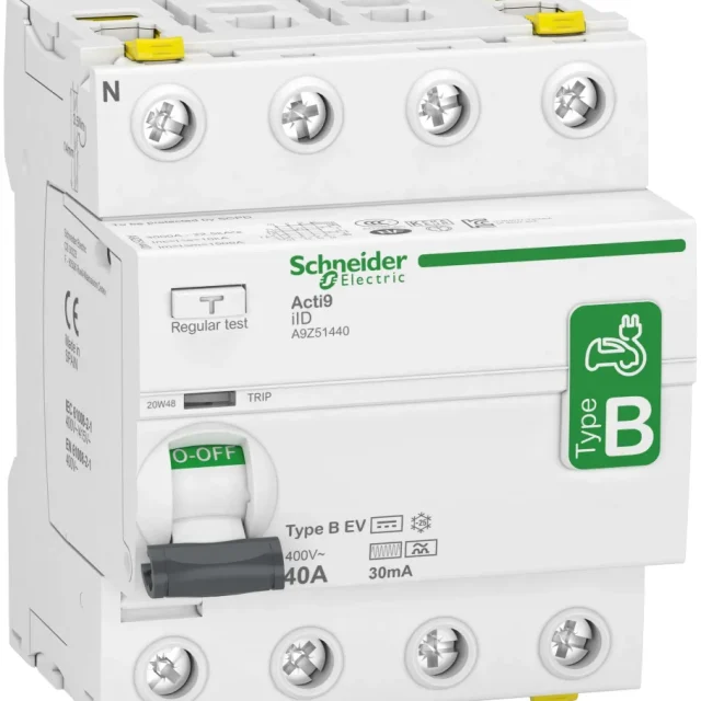 Schneider Electric Acti9 iID Jordfelsbrytare B-EV, 4-polig 63A, 30mA