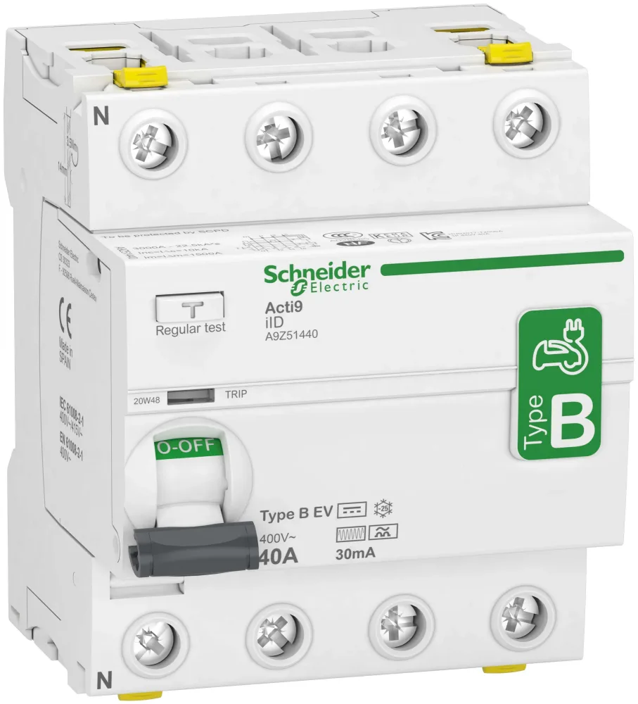 Schneider Electric Acti9 iID Jordfelsbrytare B-EV, 4-polig 63A, 30mA