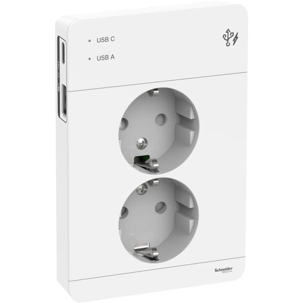 Schneider Electric Exxact Vägguttag med USB Antracit