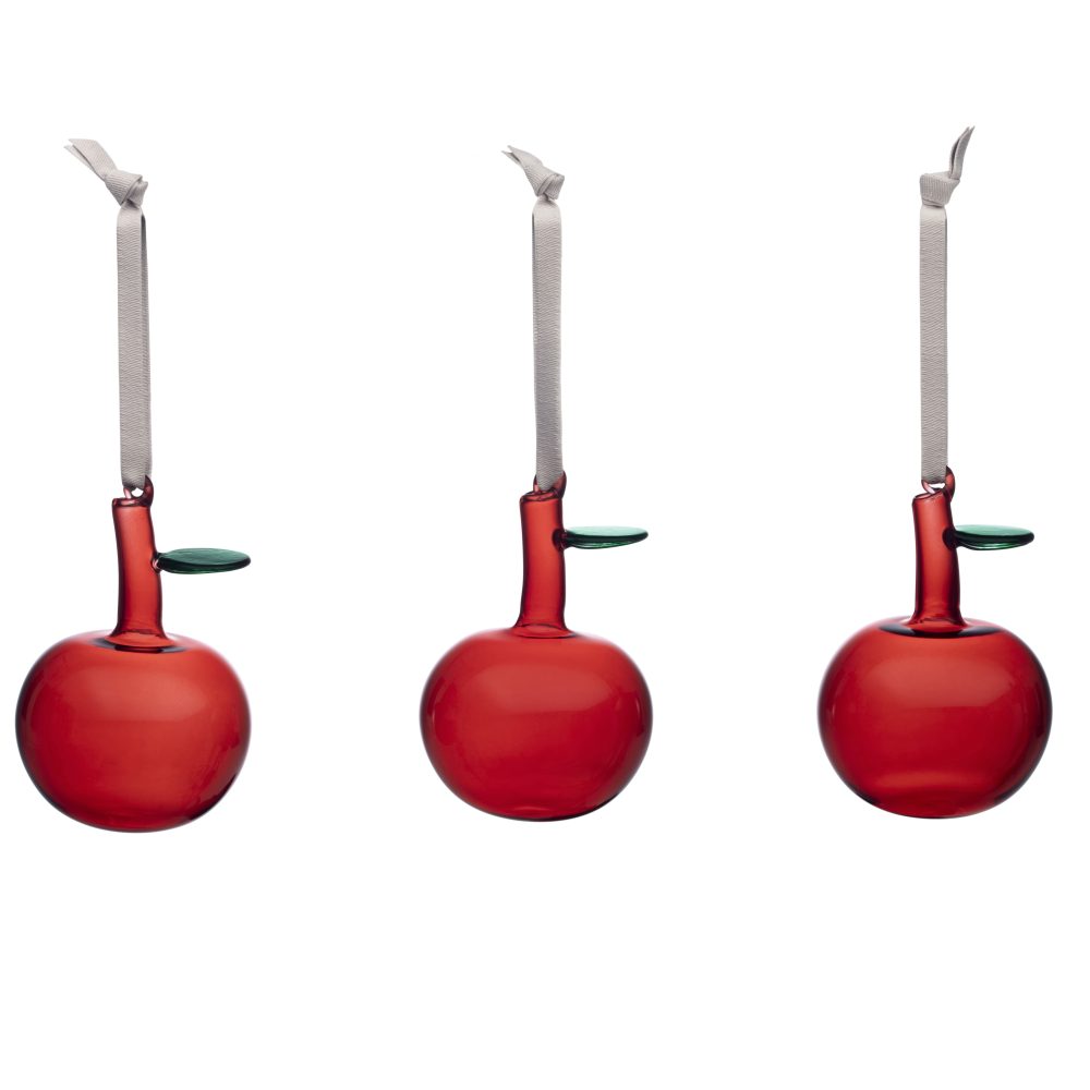 Iittala glasäpple 3-pack, Röd