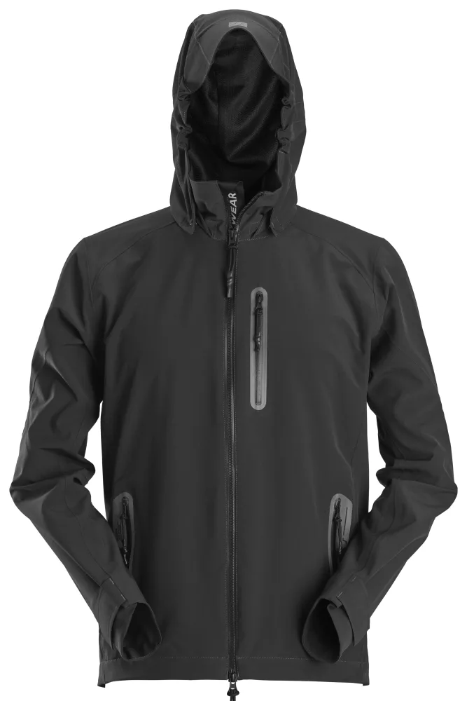 Snickers Workwear 1218 FlexiWork Softshelljacka svart, vattentät, avtagbar huva M