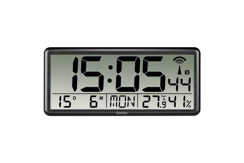 Väggklocka Hama Digital Jumbo med Radio Svart